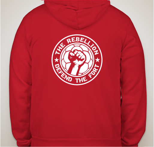 The official Rebellion zip-up track jacket, zip-up hoodie, or pullover hoodie! Fundraiser - unisex shirt design - back