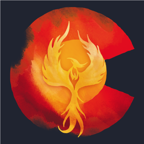 Colorado "Phoenix Rising" Marshall Fire Benefit shirt design - zoomed