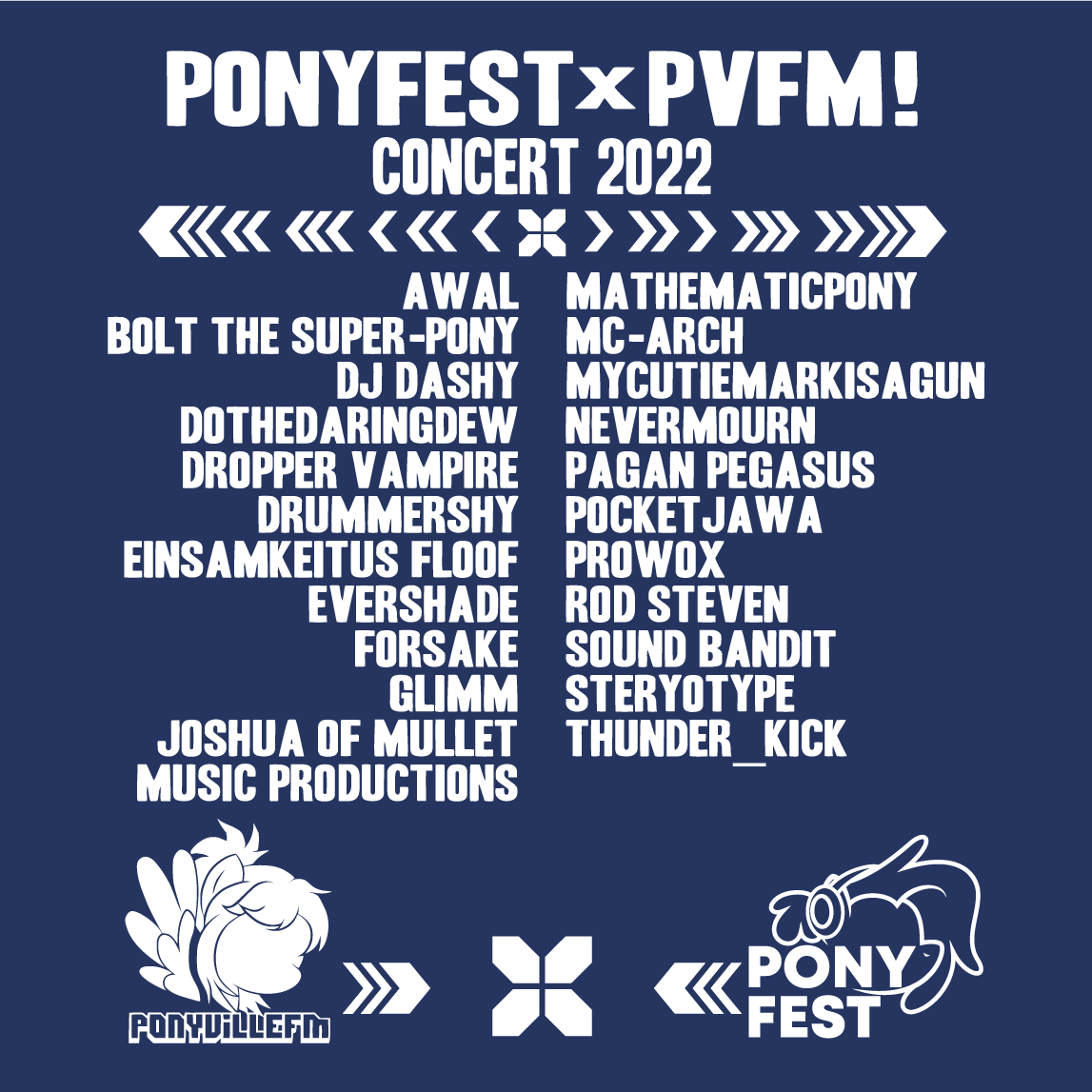 PonyFest × PVFM Concert 2022 - The Trevor Project Fundraiser shirt design - zoomed