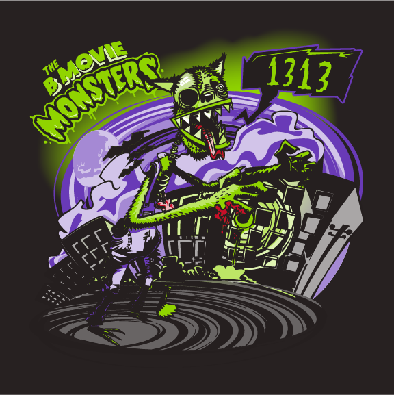 the B Movie Monsters tour fundraiser shirt design - zoomed
