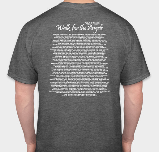 2022 Walk for the Angels walk-a-thon, Saturday October 8th 2:00-4:00pm, Malone University Canton, OH Fundraiser - unisex shirt design - back