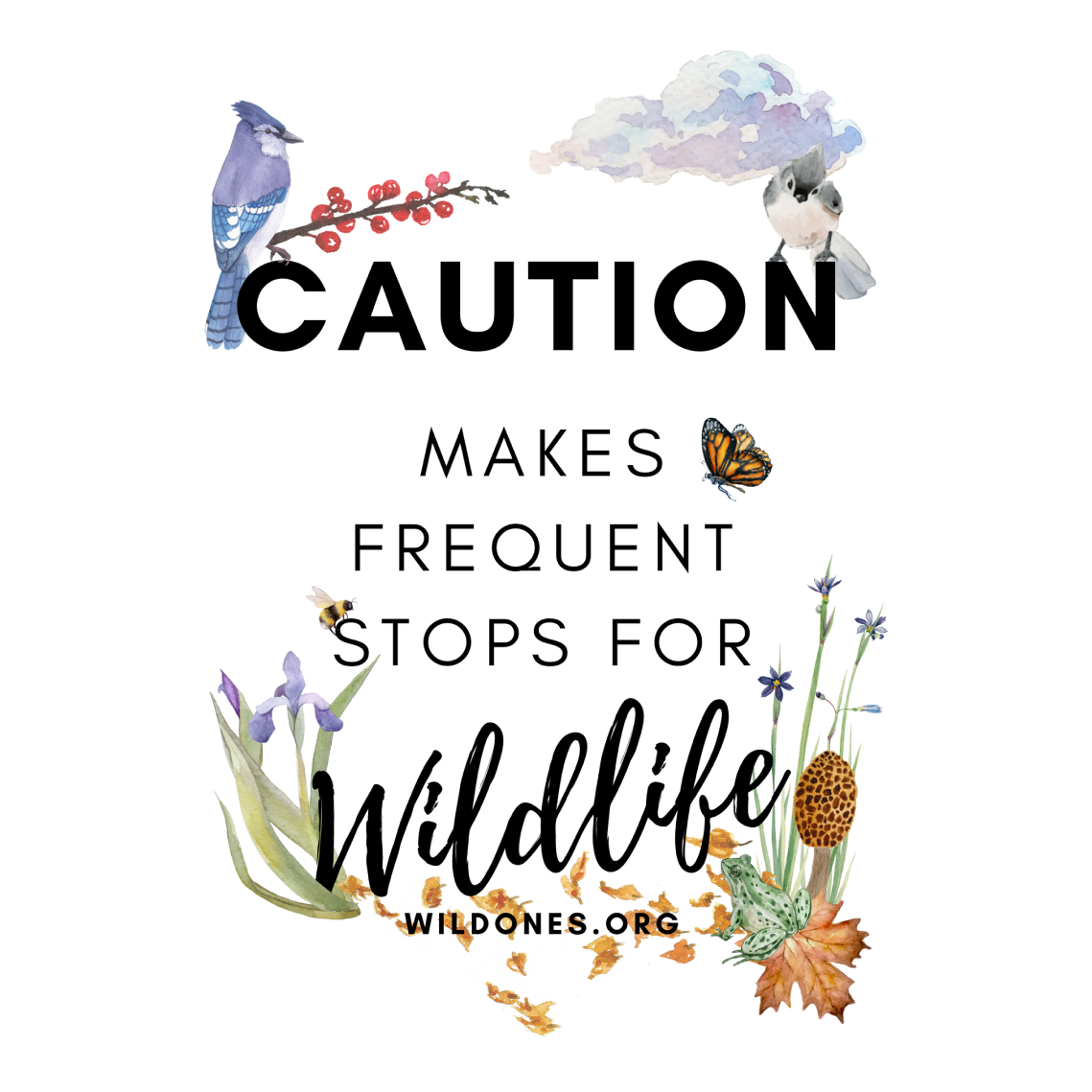 Caution: Makes Frequent Stops for Wildlife shirt design - zoomed