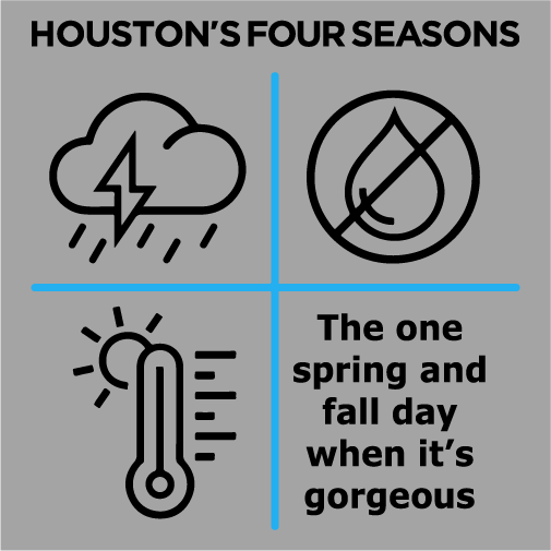 Four Seasons of Houston T-shirt: Space City Weather 2022 Fundraiser shirt design - zoomed