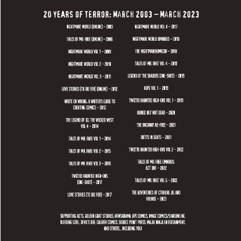 Dirk Manning's "20 Years of Terror" Tour T-Shirts and Hoodies! shirt design - zoomed