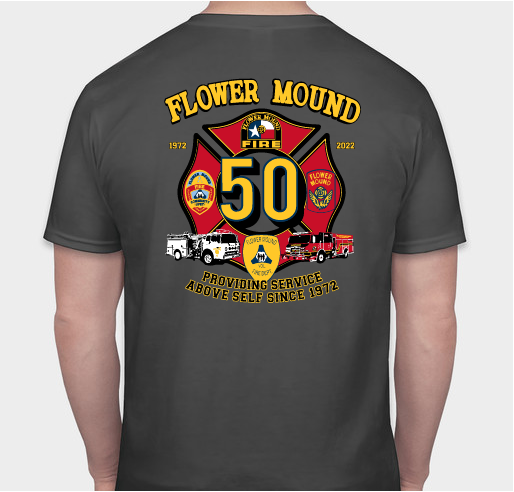 Flower Mound Fire Department 50 year Anniversary T-shirt Fundraiser - unisex shirt design - back