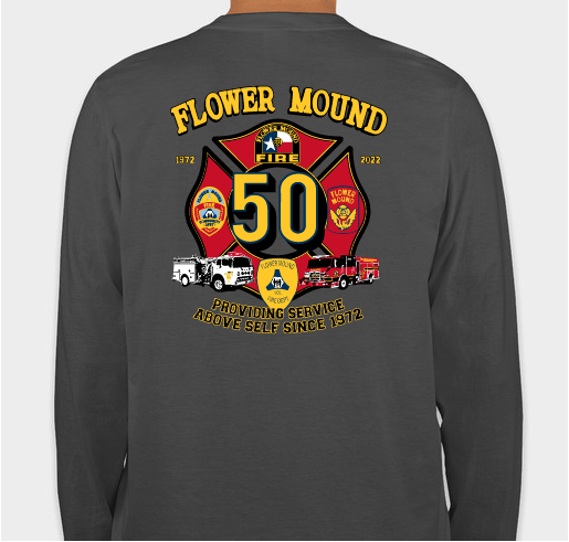 Flower Mound Fire Department 50 year Anniversary T-shirt Fundraiser - unisex shirt design - back