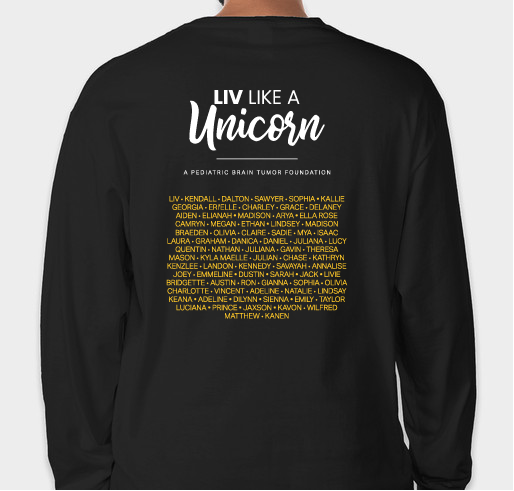 Liv Like A Unicorn Long Sleeve Tee Fundraiser - unisex shirt design - back