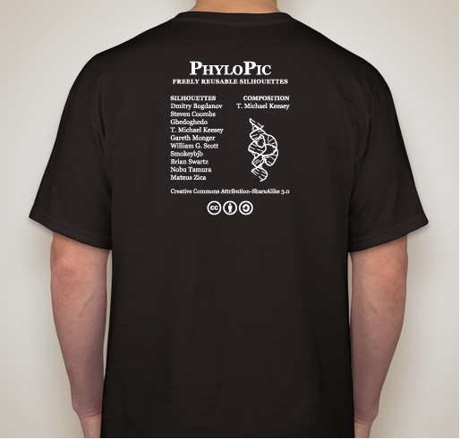 PhyloPic - free silhouettes of life forms Fundraiser - unisex shirt design - back