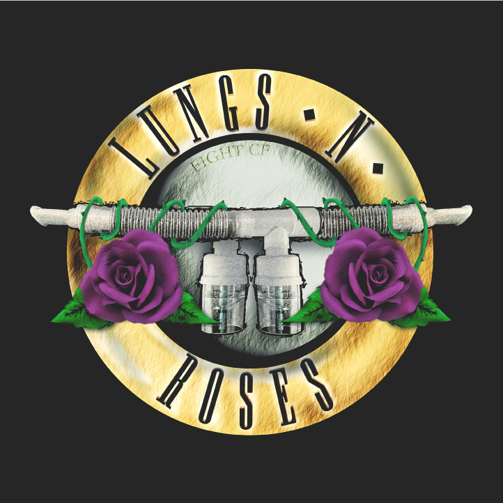 The official #TeamArkens, Lungs N Roses T-Shirt to support Cystic Fibrosis available for Adults and Kids! shirt design - zoomed