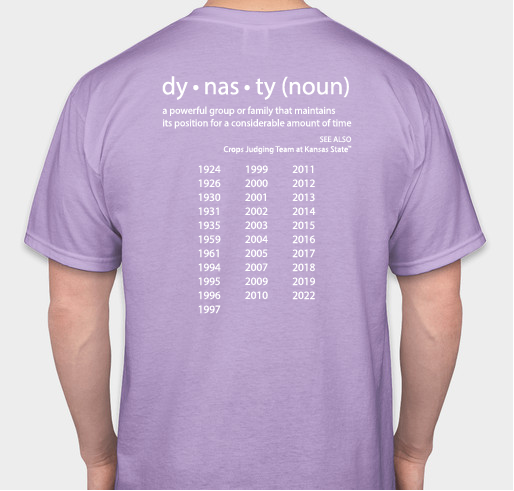 Dynasty T-shirt Fundraiser - unisex shirt design - back