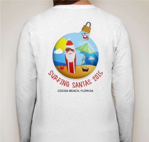 Surfing Santas of Cocoa Beach 2015 Shirt Fundraiser - unisex shirt design - back