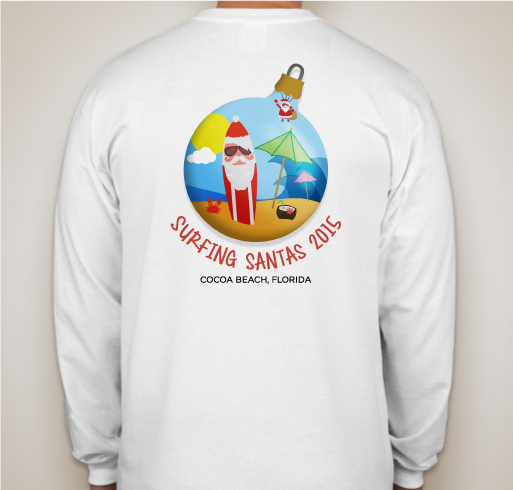 Surfing Santas of Cocoa Beach 2015 Shirt Fundraiser - unisex shirt design - back