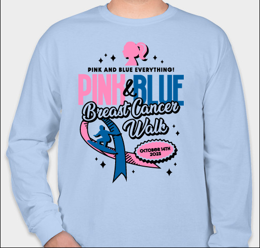 Pink and Blue Breast Cancer Walk Fundraiser - unisex shirt design - front