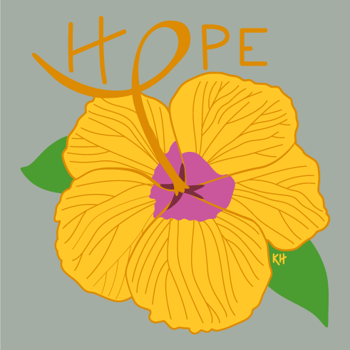 Hibiscus of Hope shirt design - zoomed