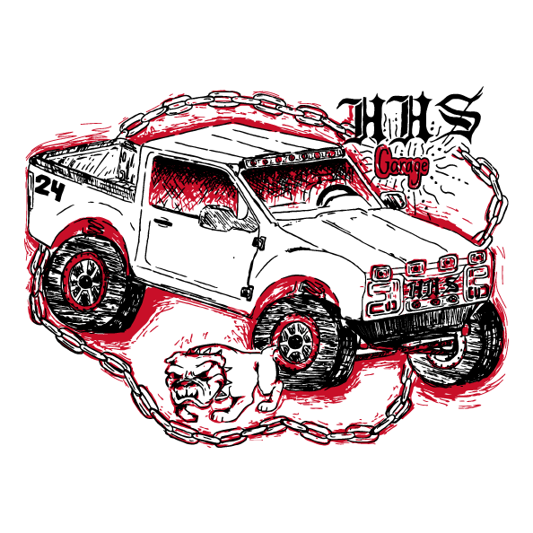 Hemet High School Automotive Program - Bulldog Garage shirt design - zoomed