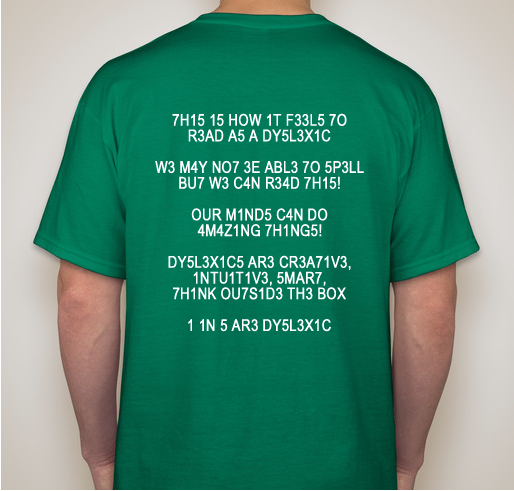 Dyslexia Awareness T-Shirt Fundraiser - unisex shirt design - back