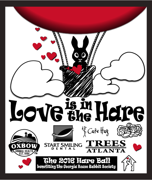 "Love is in the Hare" - The 2016 Hare Ball benefiting The Georgia House Rabbit Society Expansion shirt design - zoomed