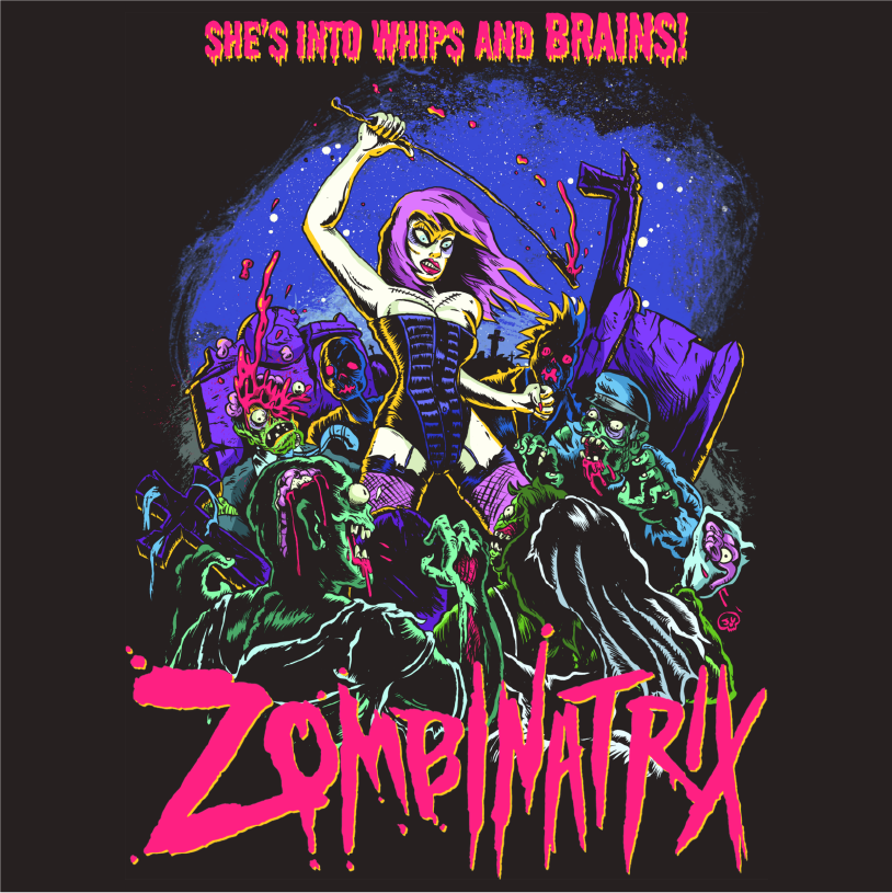 Limited Edition Zombinatrix T-Shirt with Design by Jimmy Giegerich of Pizza Party Printing shirt design - zoomed