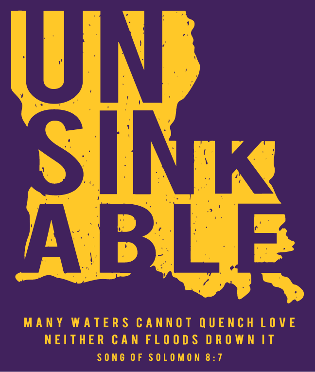 Unsinkable - T-shirts for Louisiana Flood Victims - Purple shirt design - zoomed