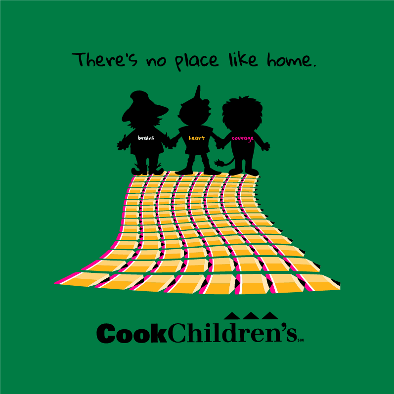 There’s no place like home to #erasekidcancer shirt design - zoomed