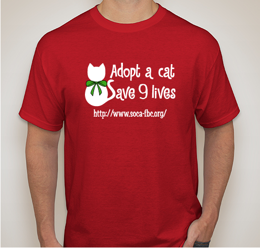 Limited edition holiday SOCA-FBC adopt a cat shirt! Fundraiser - unisex shirt design - front
