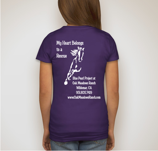 Blue Pearl Project at Oak Meadows Ranch Horse Rescue Youth T Shirt Fundraiser Fundraiser - unisex shirt design - back