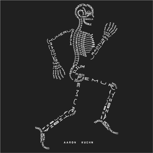 Physical Therapy Skeleton Typogram Shirt by Aaron Kuehn shirt design - zoomed