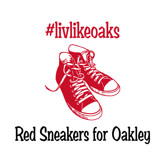 Red Sneakers for Oakley shirt design - zoomed