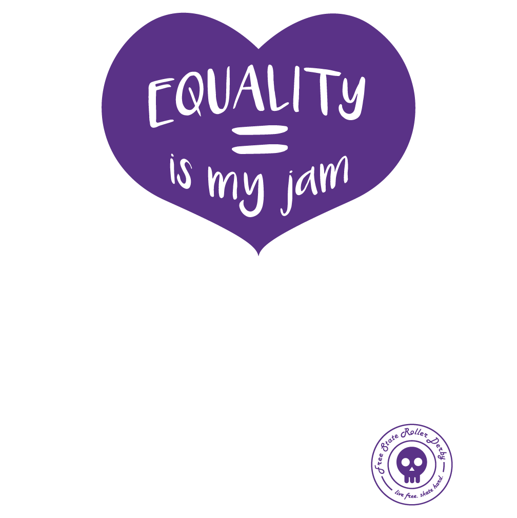 Free State Roller Derby - jamming for equality! shirt design - zoomed