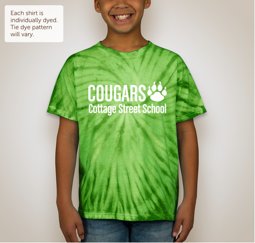 Tie-Dye Cottage Cougar T-Shirts - Choose from Multiple Colors Fundraiser - unisex shirt design - front